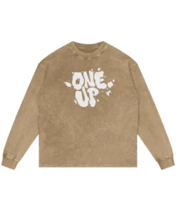 Tan One Up Cloud Acid Washed Long Sleeve Tee