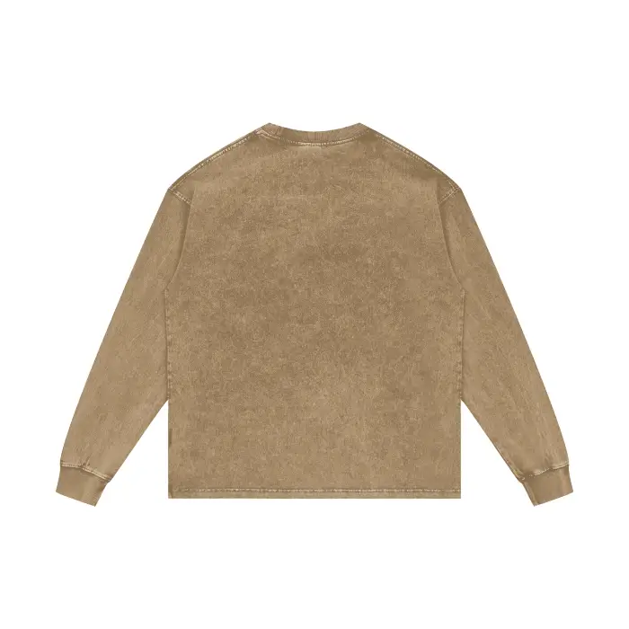 Tan One Up Cloud Acid Washed Long Sleeve Tee - Image 3