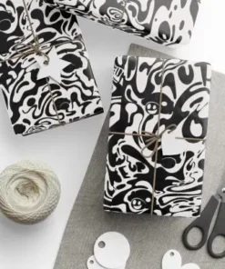 Black One Up Holidaze Deluxe Trippy Wrapping Paper