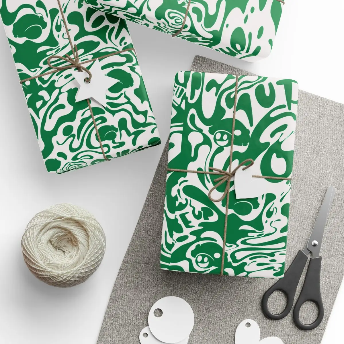 Green One Up Holidaze Deluxe Trippy Wrapping Paper - Image 3